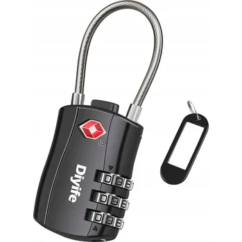 Malý TSA kombinační zámek na kufr, do posilovny, na skříňku, silný černý