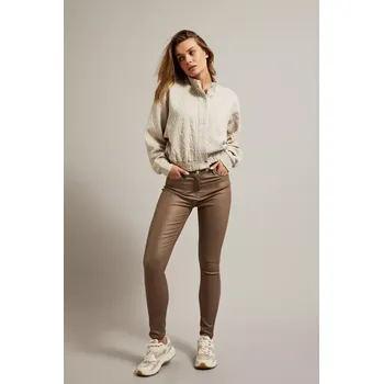 Dámské kalhoty Dámské voskované úzké kalhoty MOODO - béžové Moodo bílá | hnědá | krémová 3387447