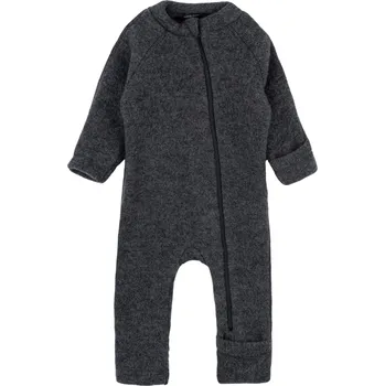 Chlapecké oblečení Merino overal na zip bez kapuce ohrnovací šedý Anthracite Melange Mikk-Line NOOS Velikost: 86