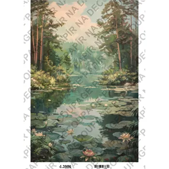 Umělecký papír Rýžový a soft papír na decoupage - Obraz příroda - KB03986 Materiál: Soft, Rozměr: A4