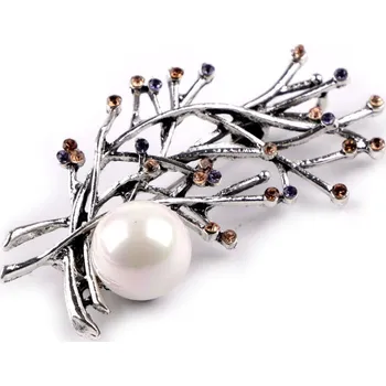 Brož Brož s broušenými kamínky - perlová platina