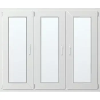 Okno Trojkřídlé plastové okno se sloupkem, vlevo otevíravo sklopné 130x160