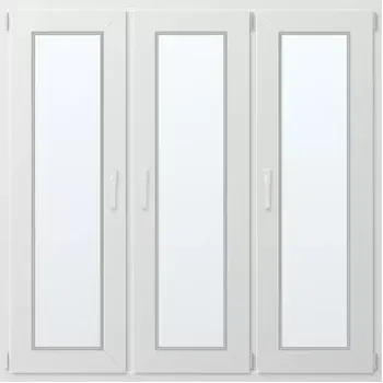 Okno Trojkřídlé plastové okno se sloupkem, vpravo otevíravo sklopné 140x160