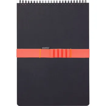 Poznámkový blok Spiral A4 černý - kroužkový zápisník, na psaní a kreslení Gumička: fluorescenční oranžová, Lineatura: čisté listy 49-5034