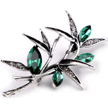 Brož Brož s broušenými kamínky - zelená smaragdová platina