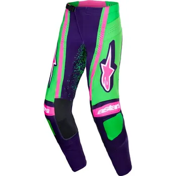 Moto kalhoty Kalhoty TECHSTAR NOMUR, ALPINESTARS (tmavě fialová/zelená/růžová fluo) 2026 (Velikost: 36)