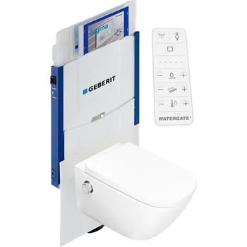 WC sada WATERGATE INTEGRA+ Comfort CUBE sprchovací toaleta + GEBERIT KOMBIFIX 110.300.00.5 předstěnový mod, WG-250C-SET_110.300.00.5