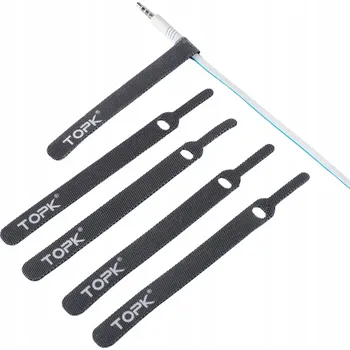 Organizace kabelů Organizér kabelů na suchý zip, pásky, stahovací pásky TOPK J02, černá sada 20 ks