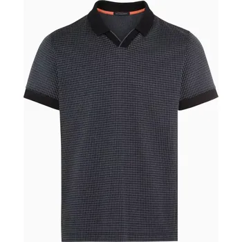 Pánské tričko PORSCHE DESIGN Targa polo shirt Polokošile tričko s límečkem žakárové s výrazným vzorem pepita černošedá (Exkluzivní žakárové tričko od Porsche Design s výrazným vzorem Pepita v běžném střihu.)