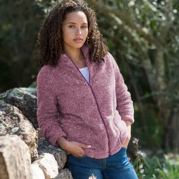 Dámská mikina Plyšová mikina na zip švestkový melír 38/40