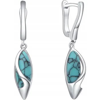 Náušnice DLOUHÉ STŘÍBRNÉ NÁUŠNICE MODRÉ TYRKYSOVÉ VISACÍ
