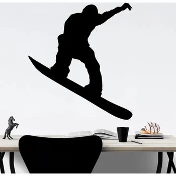 Samolepící dekorace Snowboardista silueta - vinylová samolepka na zeď 80x71cm
