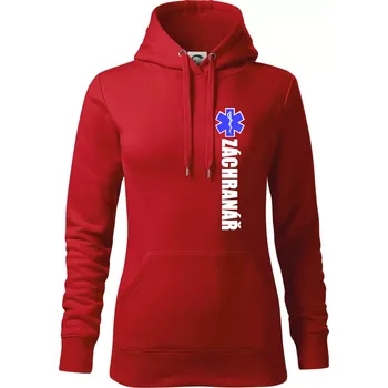 Dámská mikina Záchranář - hvězda - Mikina dámská Cape s kapucí - S ( Červená )