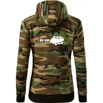 Dámská mikina Klávesy a kytara - Dámská mikina trendy zipper s kapucí - XS ( Hnědý maskáč )