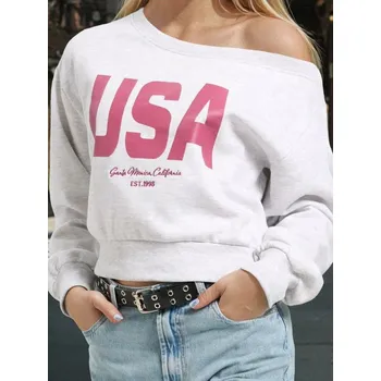 Dámská mikina Sinsay - Mikina s kulatým výstřihem - šedá - 834EX-09M - 834EX-09M-S