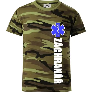 Chlapecké oblečení Záchranář - hvězda - Dětské maskáčové triko - 134 cm/8 let ( Zelený maskáč )