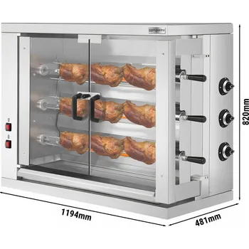 Kuchyňský gril G.Gastro Plynový gril na kuřata ECO - 19,3 kW - se 3 špízy pro 18 kuřat