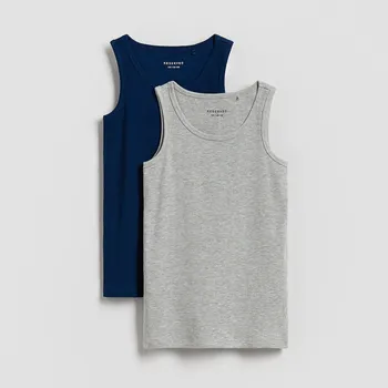 Dětská móda Reserved - Bavlněný nátělník 2&nbsp;pack - tmavě šedá - 589GC-90M - 589GC-90M-U12