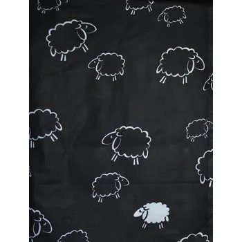 Bavlněná česká látka šíře 160cm - Ovečky černé na černé (50cm)