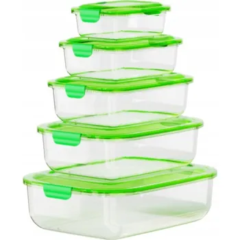 Dóza na potraviny SADA DÓZ NA POTRAVINY 5 ks OBĚDOVÝ BOX DO MIKROVLNNÉ TROUBY ZELENÝ