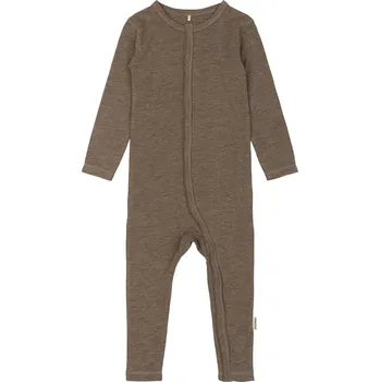 Merino-bambusový overal hnědý Melange Denver Mikk-Line Velikost: 68