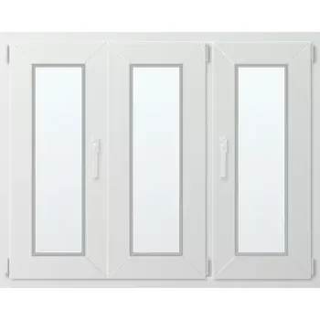 Okno Trojkřídlé plastové okno se štulpem, vpravo otevíravo sklopné 130x90