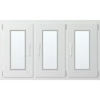 Okno Trojkřídlé plastové okno se sloupkem, vpravo otevíravo sklopné 130x70