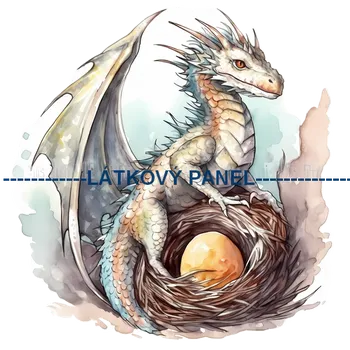 Látkový panel - Drak- DIN-21 Velikost: 15x15cm, Materiál: Kočárkovina