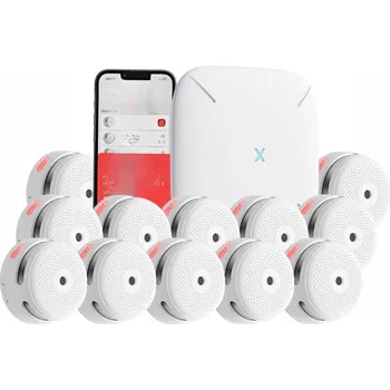 Zabezpečení domácnosti HLÁSIČ DYMU A OXIDU UHELNATÉHO ALARM BEZPEČNOSTI X-SENSE SADA STANICE + 12X HLÁSIČ