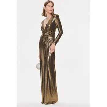 Dámské šaty Nissa Večerní šaty RS14413 Zlatá Slim Fit 34