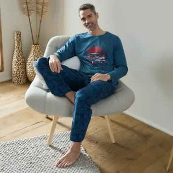 Dámské pyžamo Pyžamové kalhoty s potiskem modrá 40/42