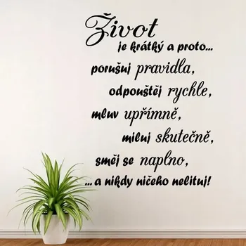 Samolepící dekorace Život je krátký a proto - vinylová samolepka na zeď 80x59cm