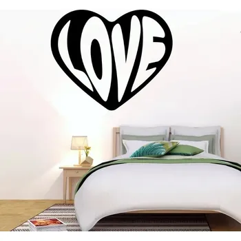 Samolepící dekorace 3D Srdce love - vinylová samolepka na zeď 80x66cm