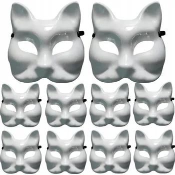 Karnevalová maska Maska na obličej Korbi PLASTOVÁ MASKA KOČKA plast bílá