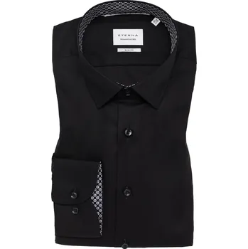 Pánská košile Košile Eterna Slim Fit Popeline Dynamic cotton černá velikost: 43, délka rukávu: dlouhý rukáv