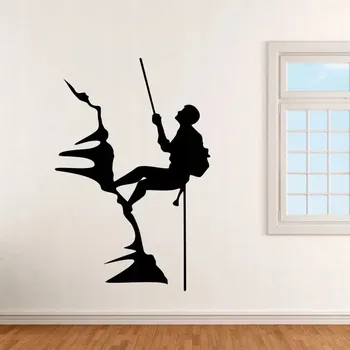 Samolepící dekorace Horolezec na skále - vinylová samolepka na zeď 80x53cm