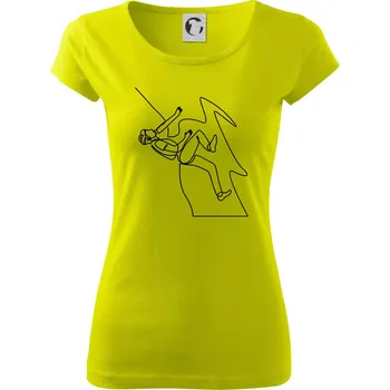 Dámské tričko Lezec na skále jedním tahem - Dámské triko Pure - S ( Limetková )