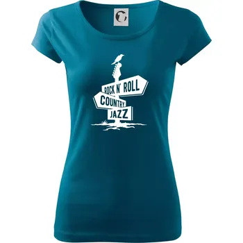 Dámské tričko Kytara rozcestník - Dámské triko Pure - S ( Petrolejová )