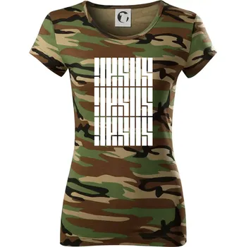 Dámské tričko Jesus nápis - Dámské maskáčové triko - M ( Hnědý maskáč )