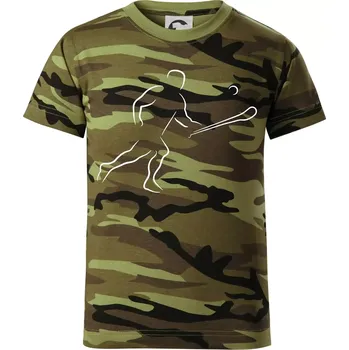 Hurling hráč - Dětské maskáčové triko - 146 cm/10 let ( Zelený maskáč )