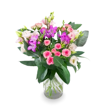 umělá květina Kytice frézií, eustomy a růží Zuri malá – Belles Fleurs