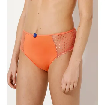 Kalhotky Sada 4 jednobarevných kalhotek maxi Tropea zn. Confidence Lingerie® z pružné bavlny a krajky modrá+korálová 42/44