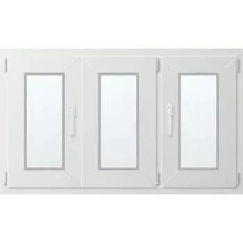 Okno Trojkřídlé plastové okno se štulpem, vpravo otevíravo sklopné 130x70