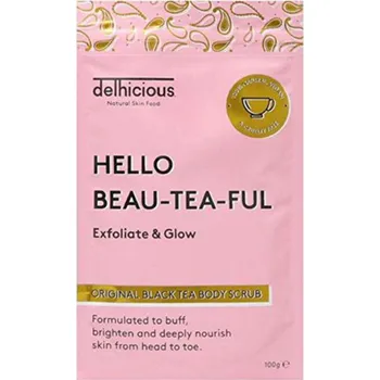 Tělový peeling Delhicious Hello Beau-Tea-Ful Original Black Tea Body Scrub - Tělový peeling 100 g