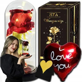 Obraz STABILIZOVANÁ RŮŽE VE SKLE DÁREK PRO MATKU DÁREK K 40. A 50. NAROZENINÁM PRO ŽENU