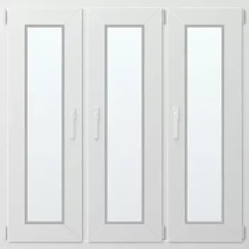 Okno Trojkřídlé plastové okno se sloupkem, vpravo otevíravo sklopné 130x130