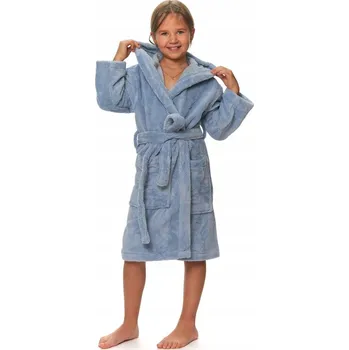 Dívčí župan Interkontakt Dětský župan s kapucí, Fog Blue, 6 let