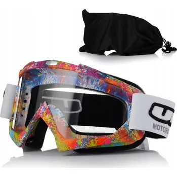 Motocyklové brýle MOTOKROSOVÉ BRÝLE UNIT GRAFIKA SVĚTLÉ SKLO NA MOTORKU CROSS QUAD ATV