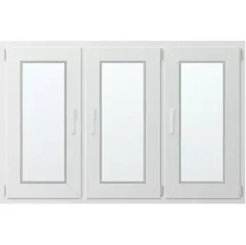 Okno Trojkřídlé plastové okno se sloupkem, vpravo otevíravo sklopné 140x100