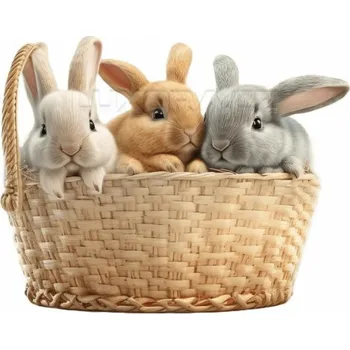 Nášivka Nažehlovačka Králíčci v košíku - 20 x 16 cm